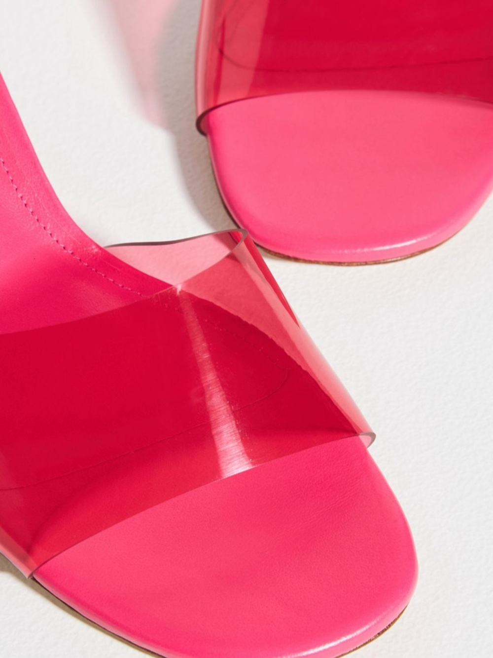 NWOT - Larroude Vivi Hot Pink Leather & Vinyl Sandals - Picture 6 of 6